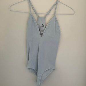 Free People Light Blue Bodysuit